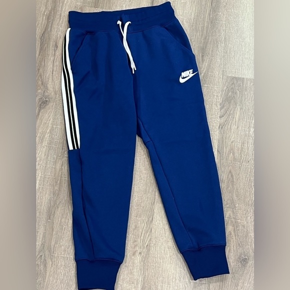 Women’s Medium Nike Blue White Stripe Classic Jogger Tracksuit Soccer Leggings - Picture 2 of 7